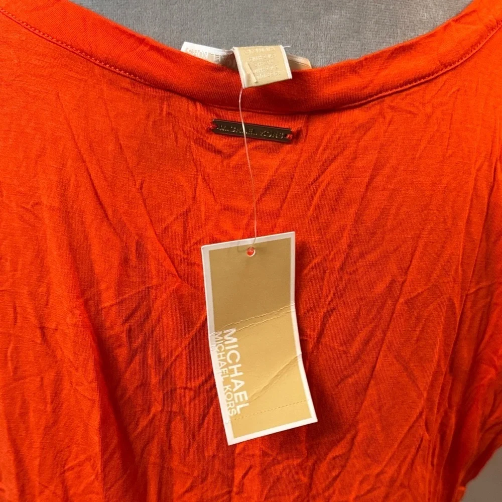 Michael Kors Orange Fringe Tank Top with gold accents NWT XL